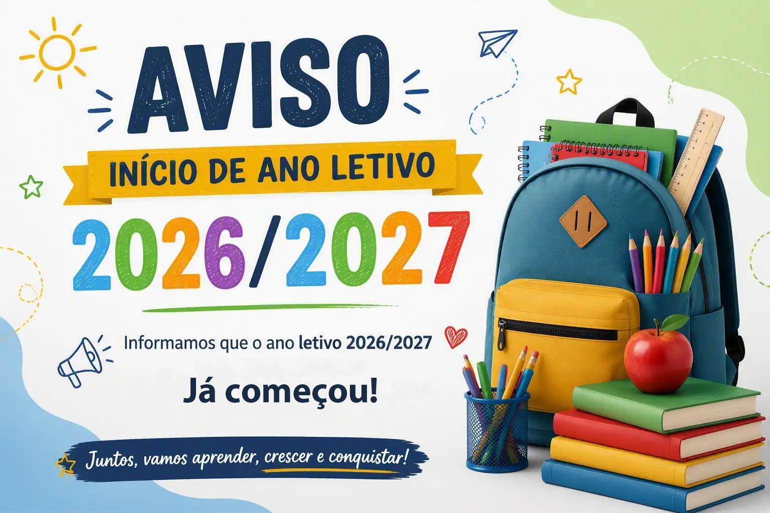 Aviso: Início Ano letivo 2026/27